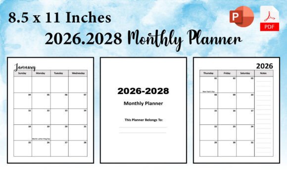 2026-2028 Monthly Planner Large Size: A Comprehensive Tool for Organization and Productivity