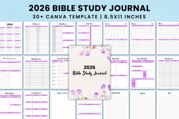2026 Bible Study Journal for Canva KDP