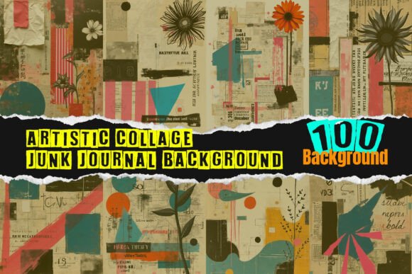 Artistic Collage Junk Journal Backgrounds