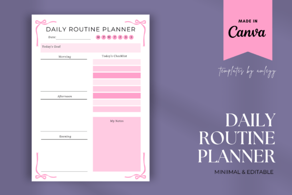 Coquette Daily Routine Planner Template: A Stylish Way to Stay Organized