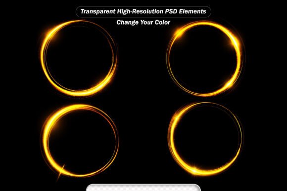 Fire Gold Circle on Black Background
