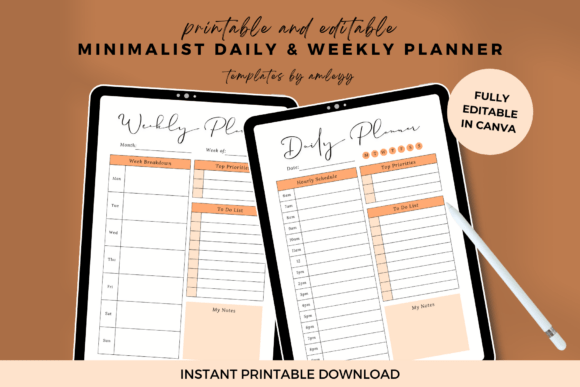 Minimal Weekly and Daily Planner for Productivity