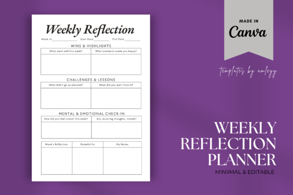 Minimal Weekly Reflection Template: A Tool for Mindful Growth and Self-Discovery
