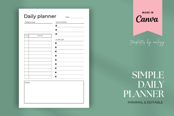 Simple Daily Planner Template – Minimalist Printable PDF Organizer