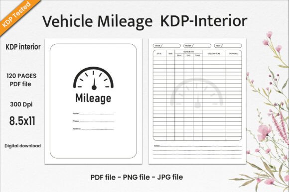 Vehicle Mileage Log Book KDP Interior
